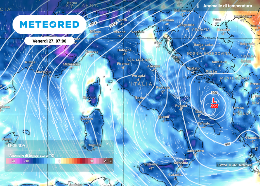 Venerdì avremo temperature piuttosto basse per il periodo in Italia.