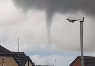 Tornado filmed in Northampton throwing debris