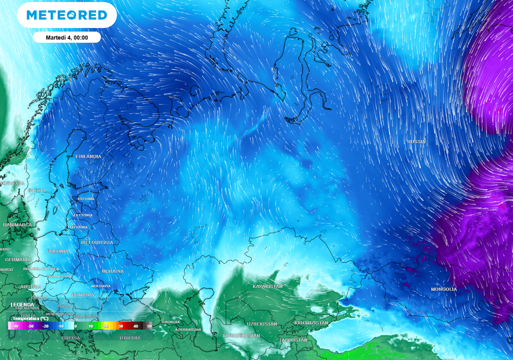 Aria molto fredda verso l'Europa.