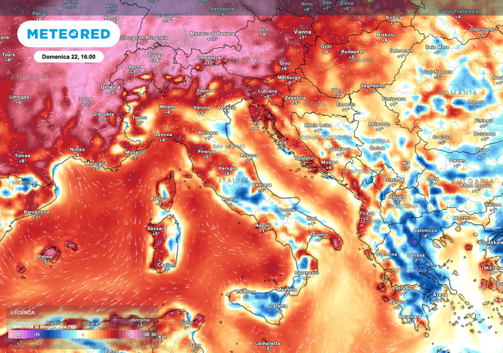 Anomalie termiche: domenica di contrasti tra Nord più fresco e Sud rovente Anomalie termiche: domenica di contrasti tra Nord più fresco e Sud rovente