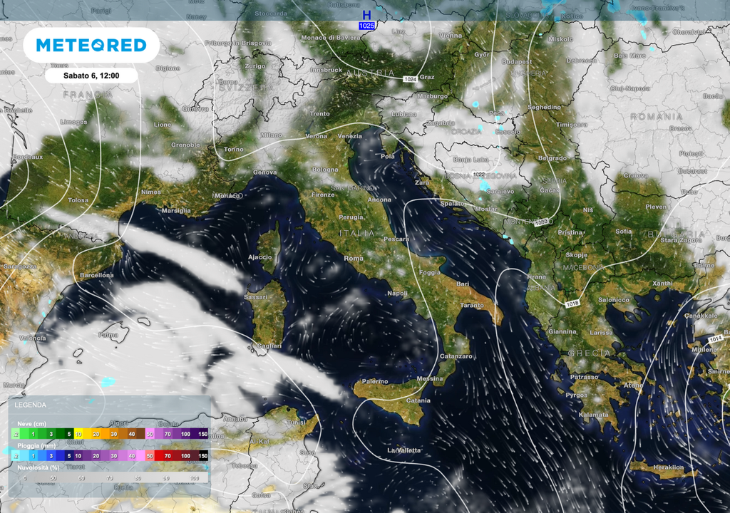 Sabato 6 settembre: alta pressione sull’Italia e tempo stabile