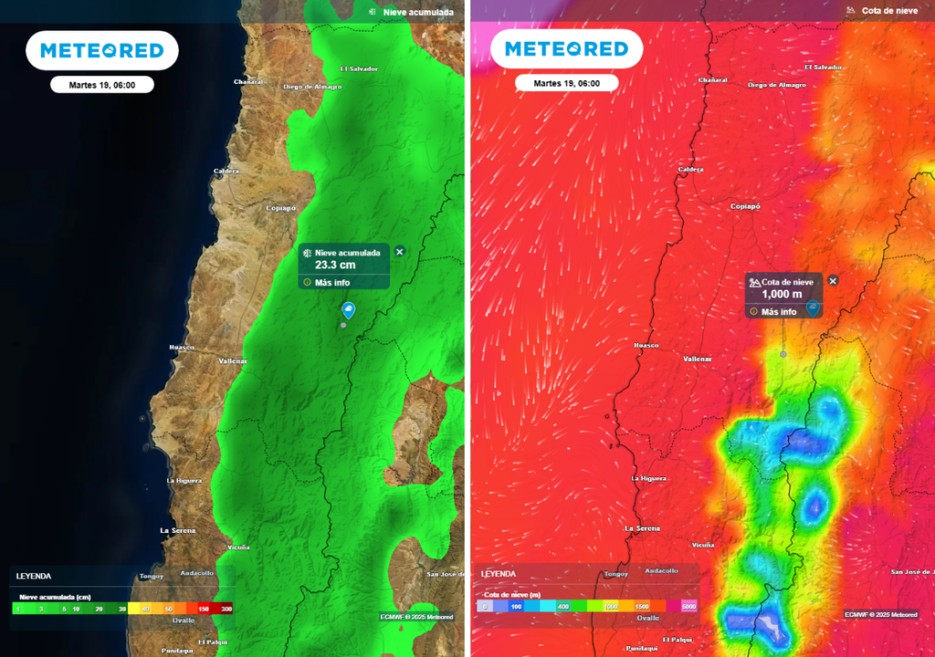 altura cota de nieve y nieve acumulada