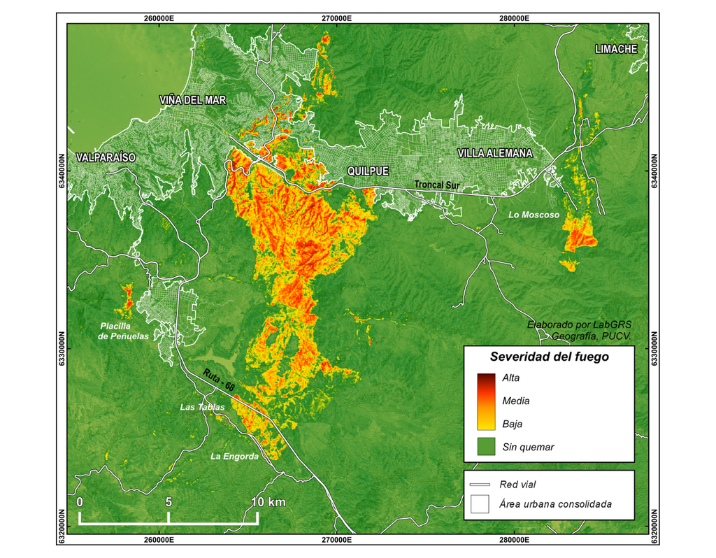 mapa de severidad del fuego. mapa de severidad del fuego.