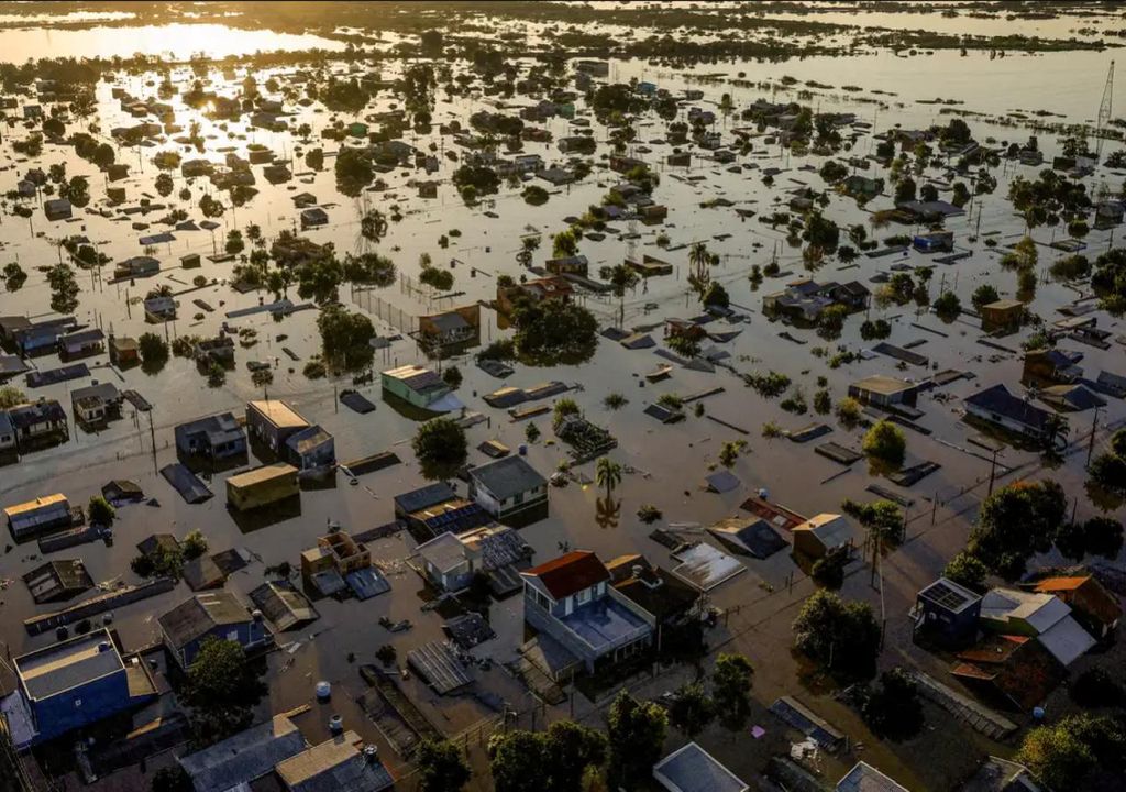 ciudad inundada en el sur de Brasil
