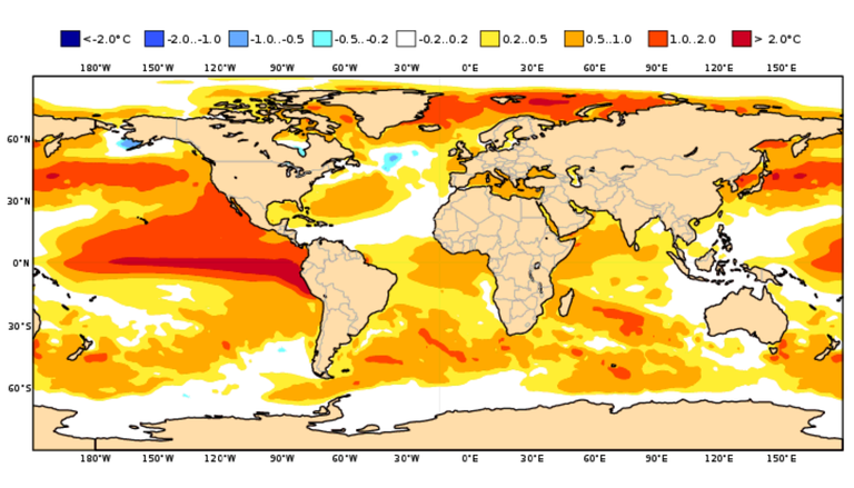 Oceano Pac&iacute;fico alcan&ccedil;a limiar de El Ni&ntilde;o e o pico do fen&ocirc;meno pode come&ccedil;ar no inverno