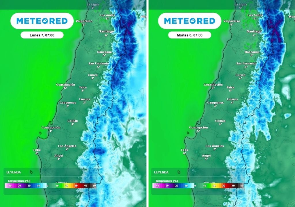 Las temperaturas mínimas se mantendrán bajas durante las mañanas del lunes y martes, especialmente en los valles interiores de la zona central.
