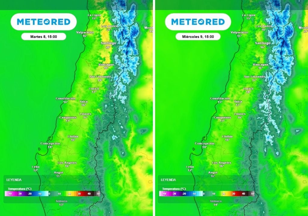 Las temperaturas máximas serán primaverales durante lunes y martes, mientras que el miércoles producto del ingreso de nubosidad las tardes serán más frescas.