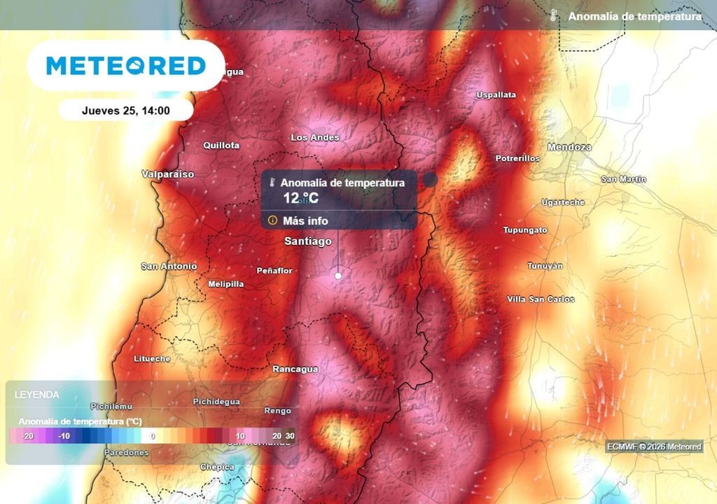 El próximo jueves las temperaturas van al alza en Santiago: algunas zonas de la RM presentarán hasta 12 °C sobre lo normal.