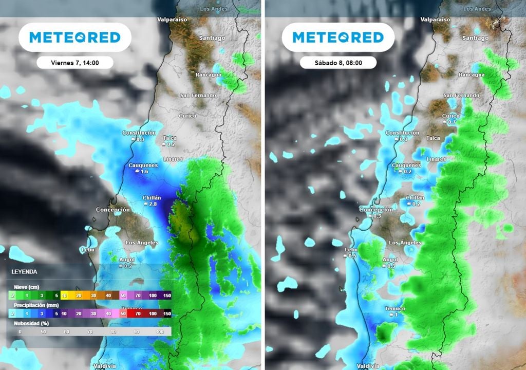 Las precipitaciones afectarán al centro sur durante el viernes y el sabado, mientras el centro norte se mantendrá bajo cielos con nubosidad parcial.