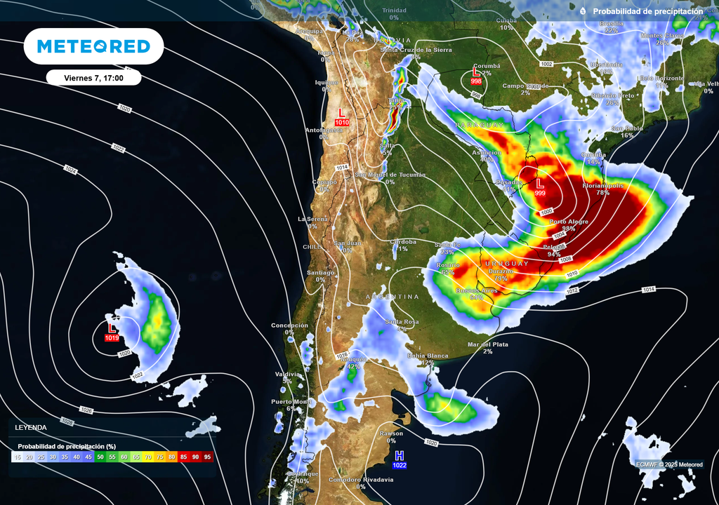 Probabilidad de precipitación viernes 7 de noviembre 17 h
