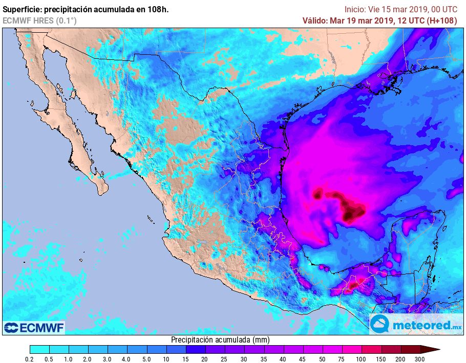 Modelo ECMWF. Precipitaciones acumuladas próximas 96 horas