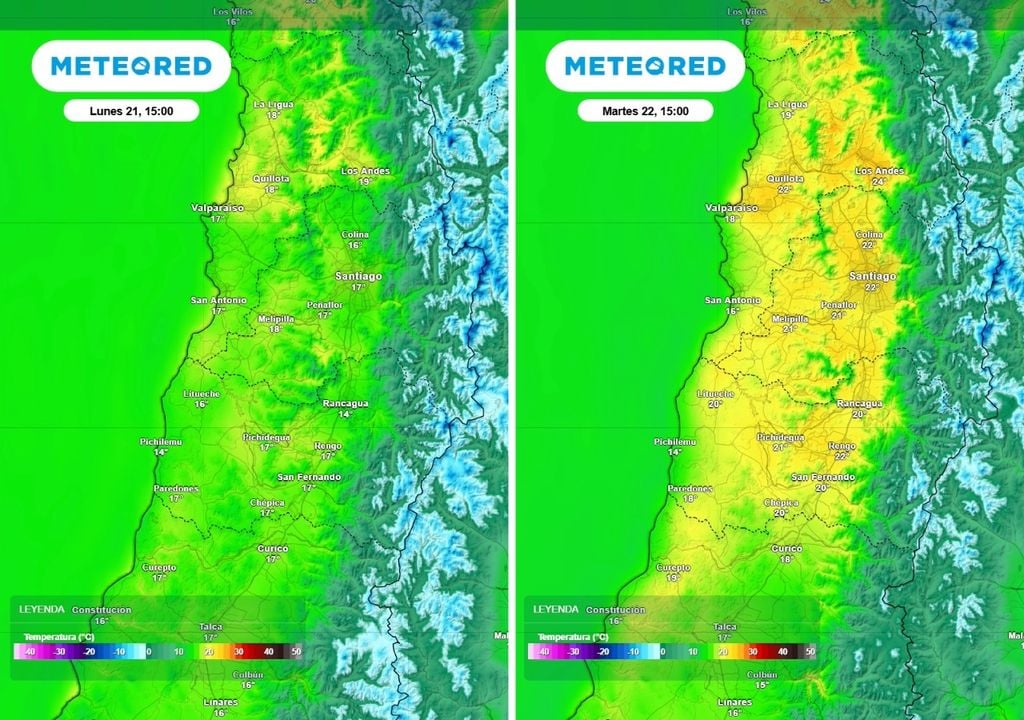 Las temperaturas irán en alza desde el lunes, alcanzando el máximo el martes, donde varios sectores superarán los 25 °C.