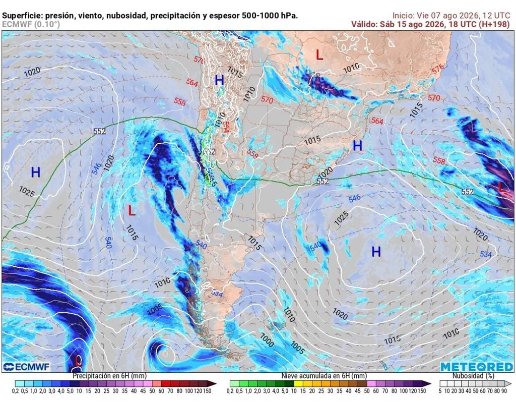 ECMWF Comienza a aparecer una nueva señal hacia mediados de agosto: las lluvias podrían regresar a Santiago.