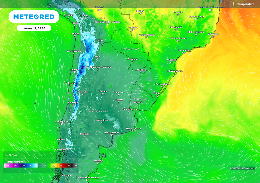 Jueves con temperaturas mínimas bajas en la zona central de Argentina