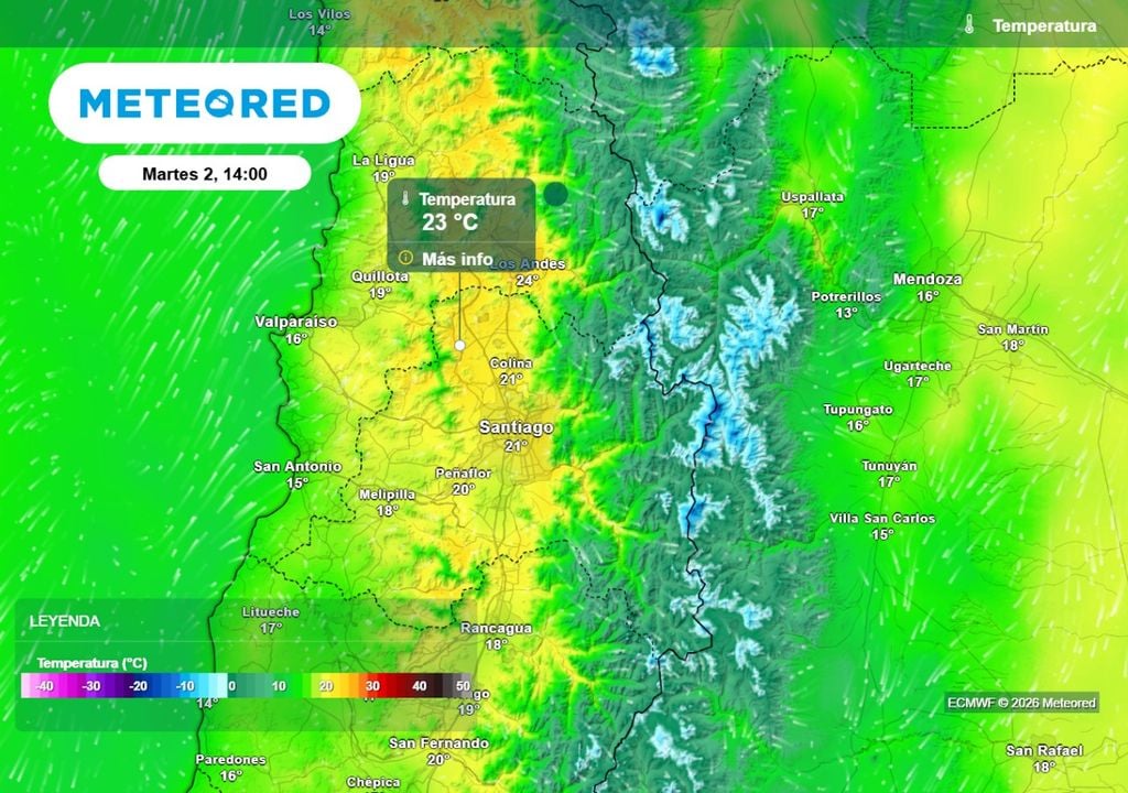 El martes sería uno de los días más cálidos de la semana en Santiago: la RM llegaría hasta los 23 °C.