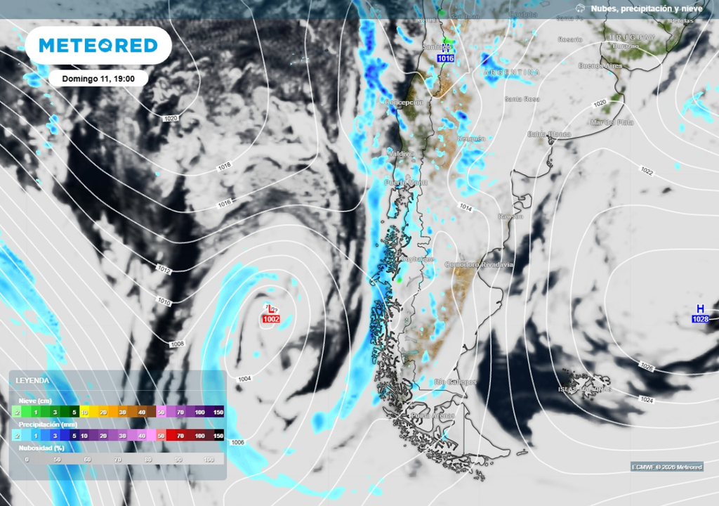 precipitaciones Este domingo se espera el arribo de un sistema frontal débil a la zona austral.