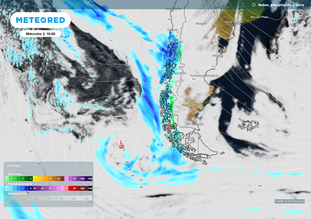 mapa de lluvia y nieve.