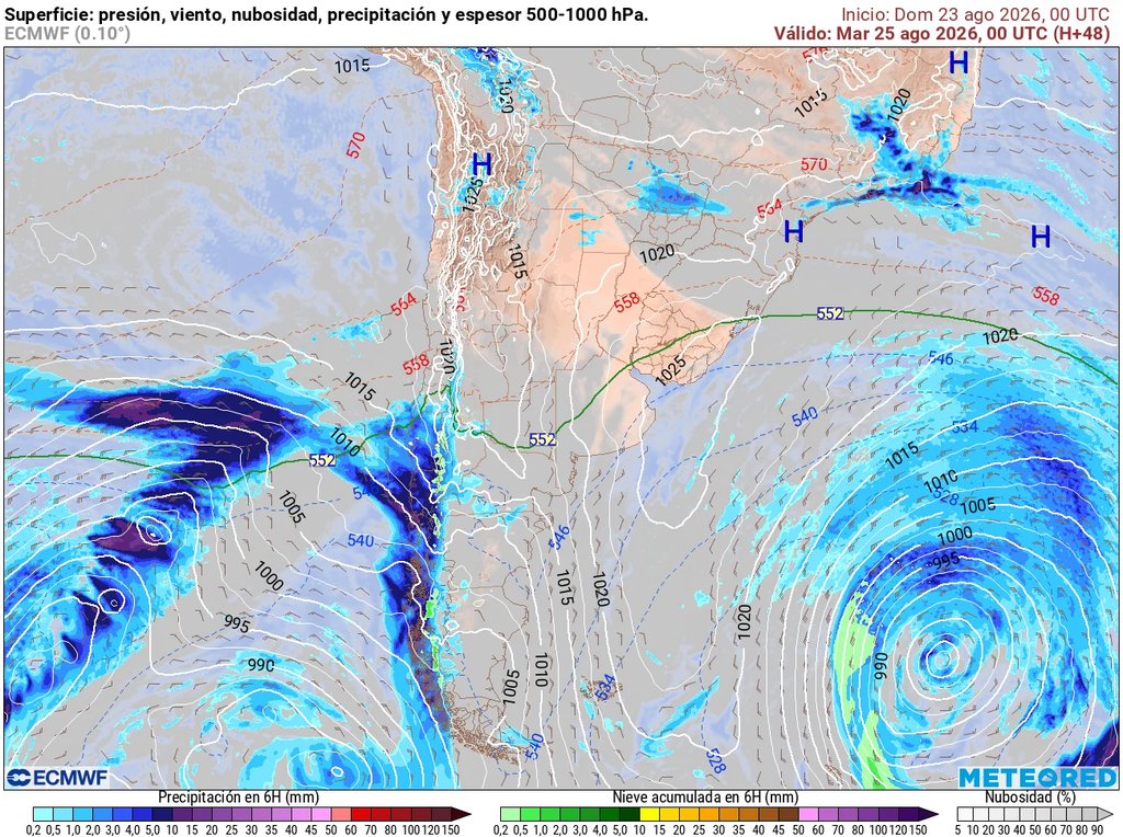 Las primeras precipitaciones del centro sur comenzarán durante la noche del lunes.
