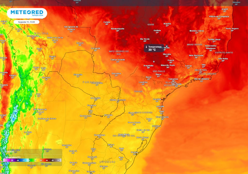 Previsão de temperatura máxima na próxima segunda-feira Previsão de temperatura máxima na próxima segunda-feira