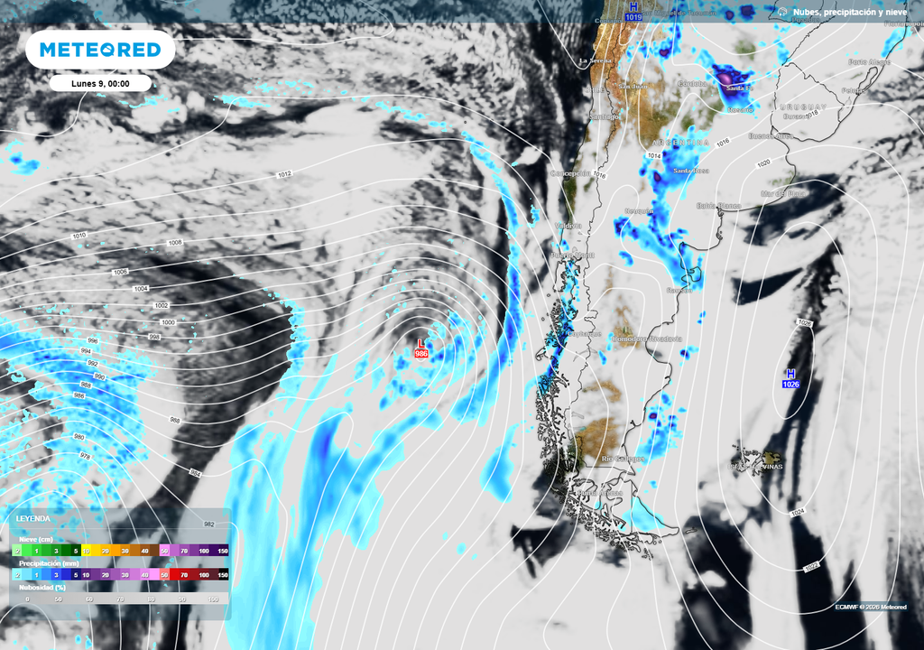 Luego del frente que avanzará durante el domingo y lunes por Chile, llegará una seguidilla de bandas frontales a la Patagonia.
