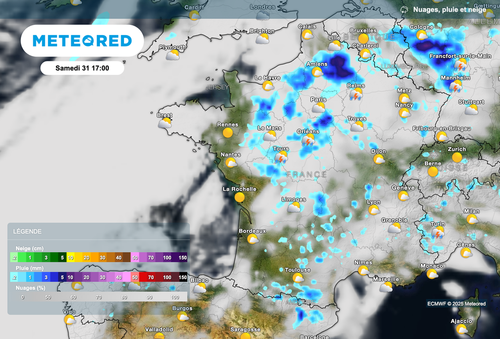 Des orages parfois forts attendus ce samedi après-midi.