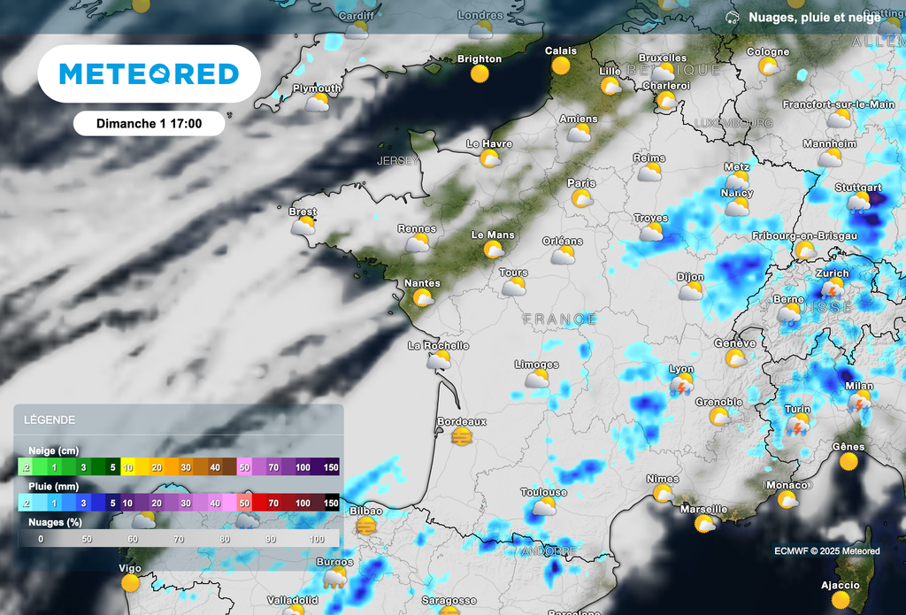 Le risque orageux persistera dimanche entre le sud-ouest et le nord-est.