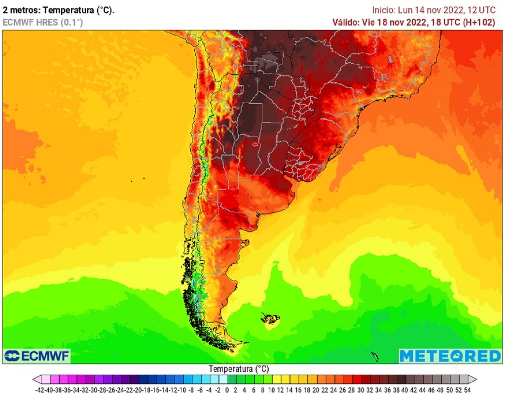 Temperaturas previstas; modelo ECMWF Temperaturas previstas; modelo ECMWF