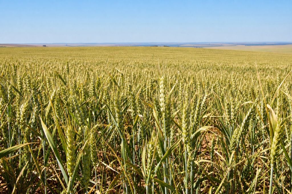 trigo, hídrico, déficit Trigo em fase reprodutiva enfrenta déficit hídrico no sudoeste de Mato Grosso do Sul, com chuva insuficiente para recuperar a umidade do solo.