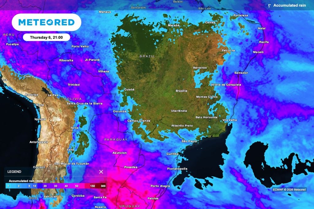 trigo, água, precipitação, anomalia A chuva acumulada permanece baixa no sul de Mato Grosso do Sul, sem reposição hídrica abrangente nas áreas de trigo.