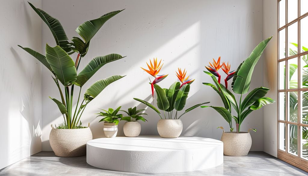 La Strelitzia nicolai tolera mejor el aire seco que otras tropicales de interior, aunque necesita espacios bien iluminados para lucir realmente imponente.