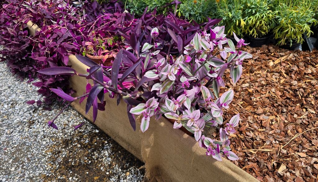 Mientras más luz recibe la Tradescantia pallida, más intenso suele ser el tono púrpura de sus hojas.