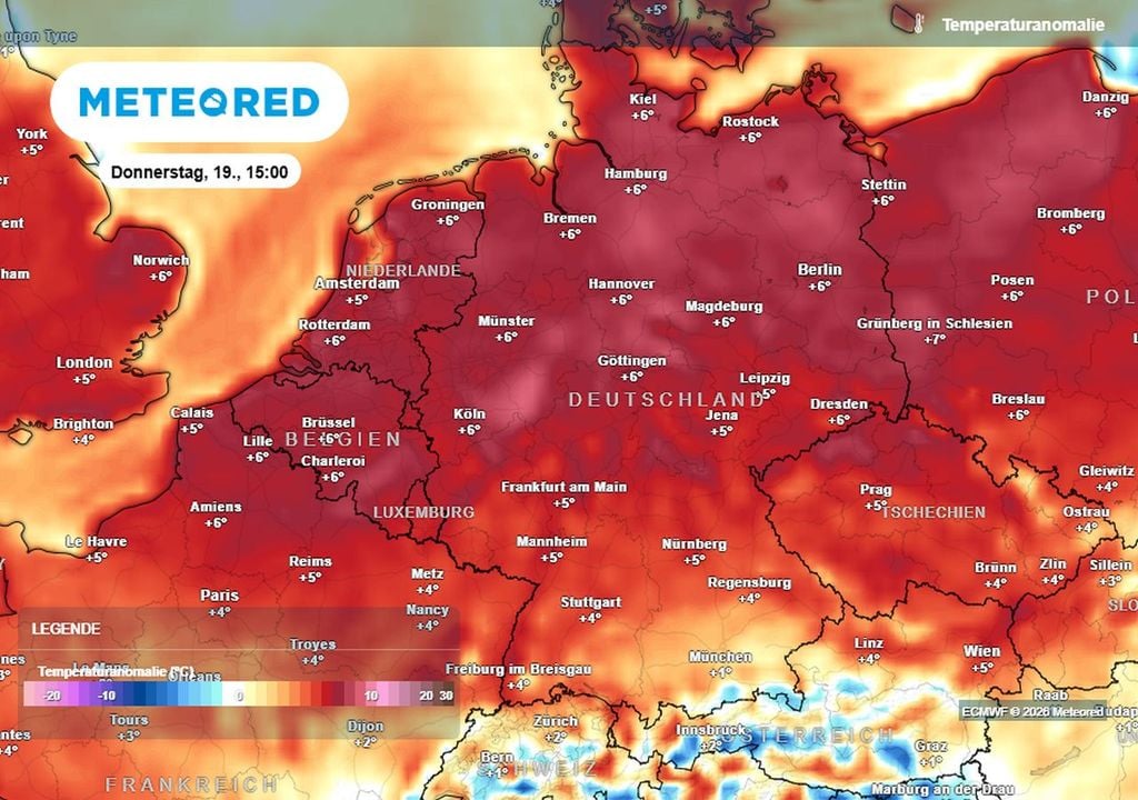 In den kommenden Tagen bekommen wir es in Deutschland erneut mit positiven Temperaturanomalien zu tun.