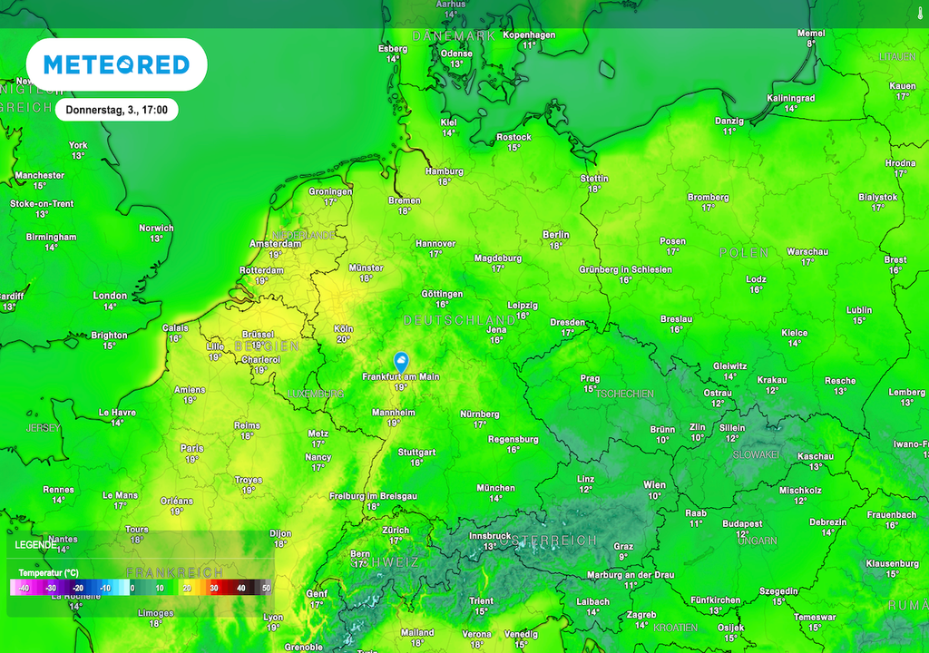 GFS, Temperaturen, Donnerstag GFS, Temperaturen, Donnerstag