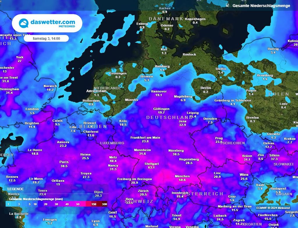 regensummen, ecmwf, deutschland regensummen, ecmwf, deutschland