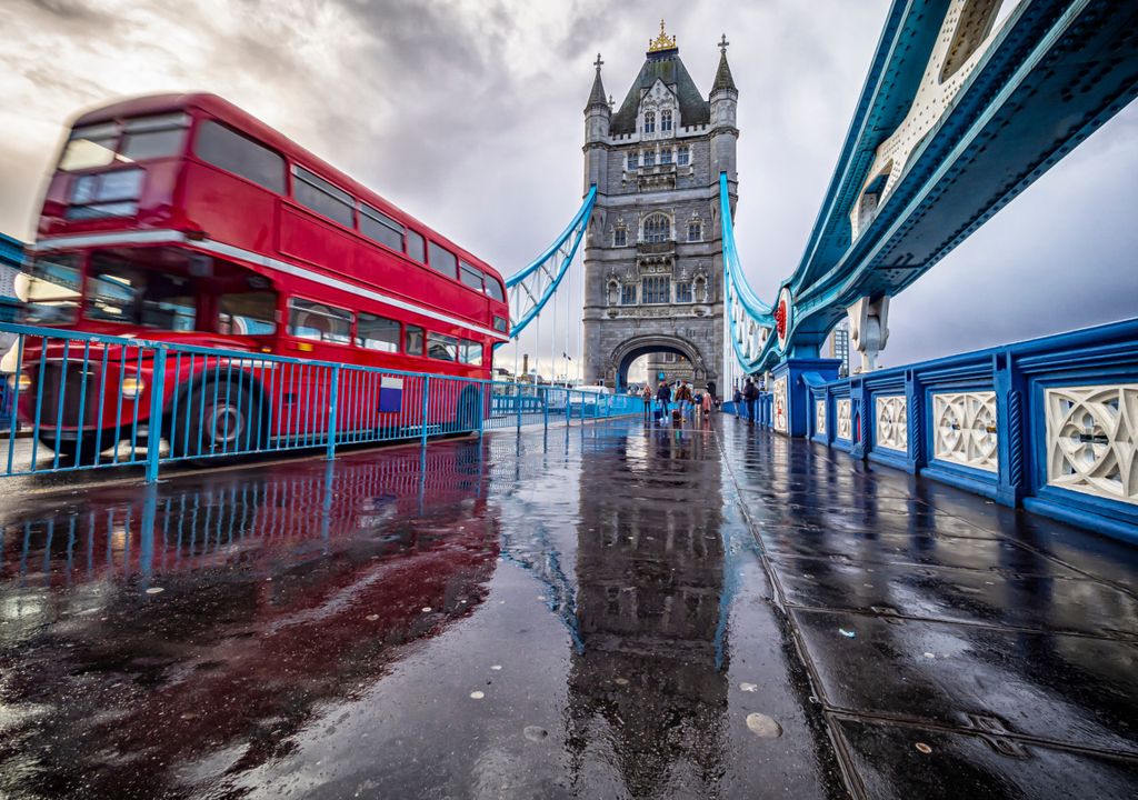 Wet London pavement