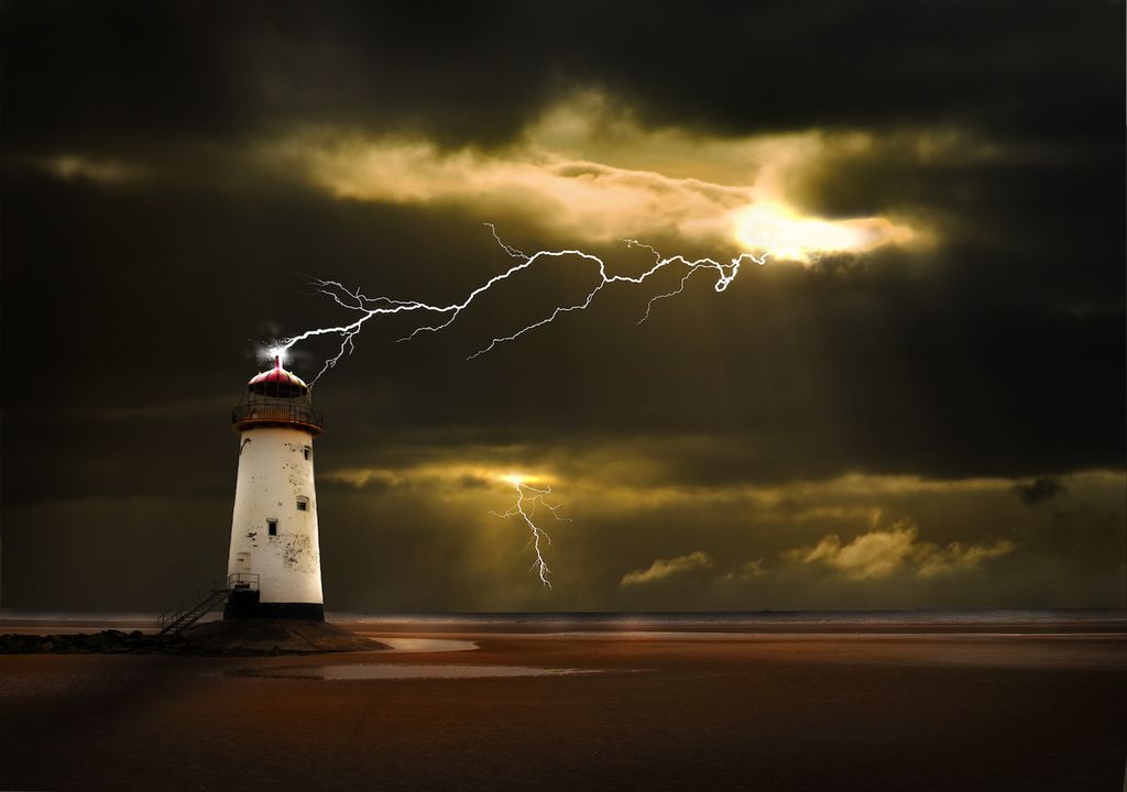 Lighthouse and lightning
