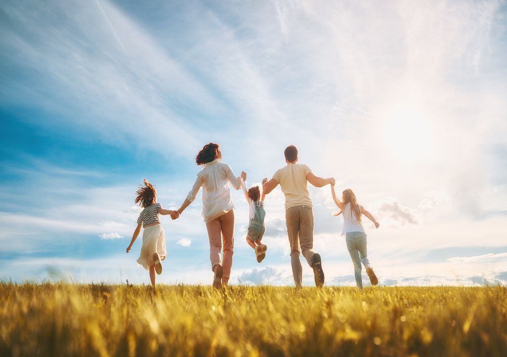 Family in sunshine