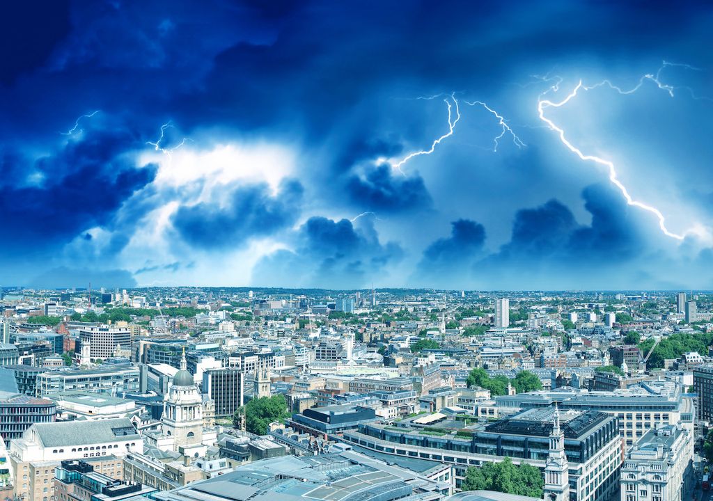 Thunderstorm in London, England, UK.