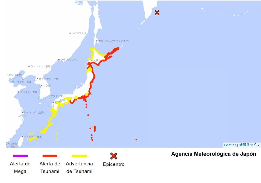 Alerta de tsunami en Jaón por sismo en Rusia Alerta de tsunami en Jaón por sismo en Rusia