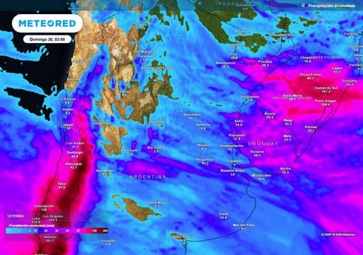&Uacute;ltima semana de agosto en Argentina: fuerte contraste t&eacute;rmico y un evento de lluvia sobre el centro del pa&iacute;s