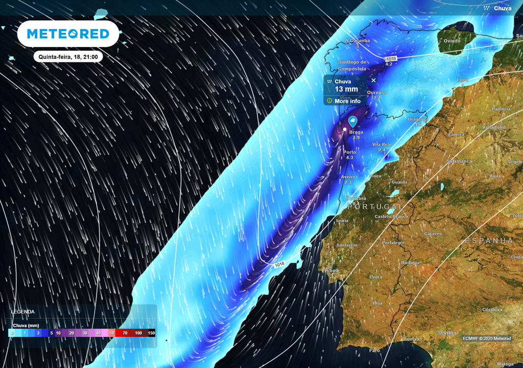Mapa atmosférico: chuva
