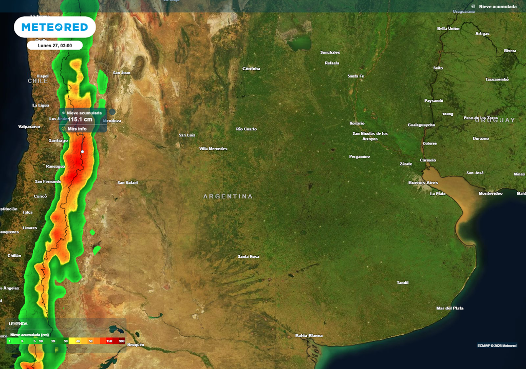 Argentina Tiempo temporal alerta nieve las nevadas continuarán impactando con fuerza en la alta cordillera de Mendoza y San Juan.