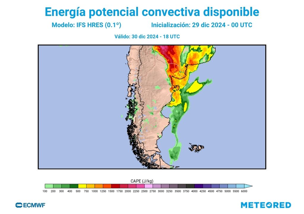 mapa de energía potencial convectiva disponible mapa de energía potencial convectiva disponible