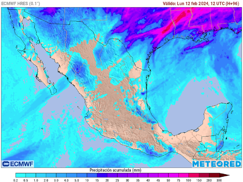 Acumulado de lluvias en milímetros