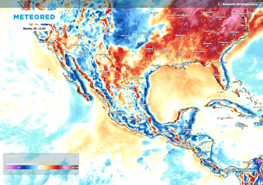 Anomalía de temperaturas en grados Celsius Anomalía de temperaturas en grados Celsius