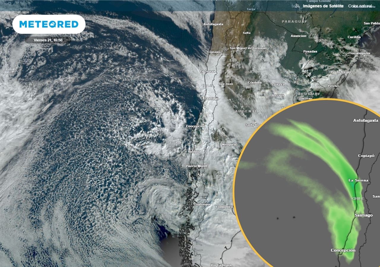 El río atmosférico está en fase en declinación. El aporte de humedad cederá durante la noche de este viernes 21 y la madrugada del sábado 22 de junio.