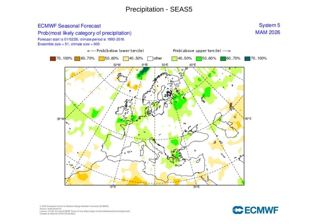 O trimestre março-abril-maio poderá ser instável em vastas zonas da geografia europeia.