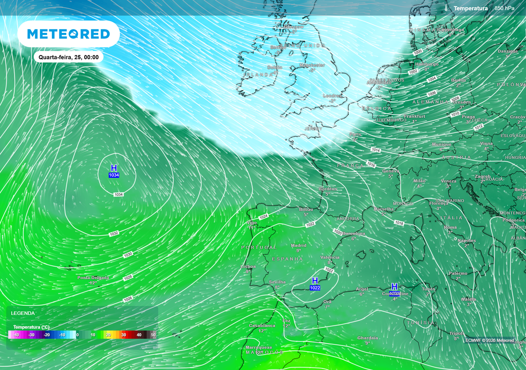 Apesar da estabilidade atmosférica esperada para a próxima semana, as temperaturas poderão diminuir devido à aproximação de uma massa de ar polar.