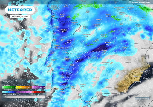 Uma frente atl&acirc;ntica aproxima-se de Portugal a toda a velocidade: trar&aacute; chuva persistente, neve, vento e mar agitado