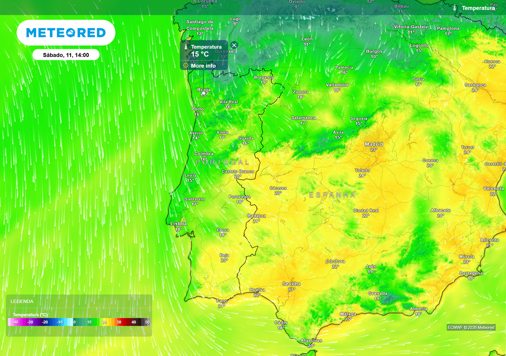 O Norte do país registará uma descida de até 11 ºC na temperatura máxima, entre sexta-feira e sábado.